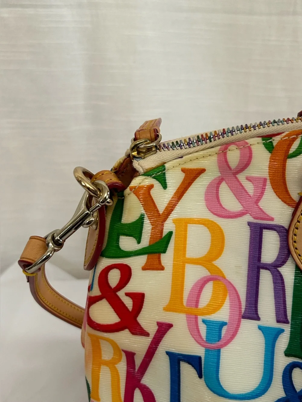 Dooney & Burke Vintage Y2K Multicolor Letter Logo Rainbow Graffica Print Satchel